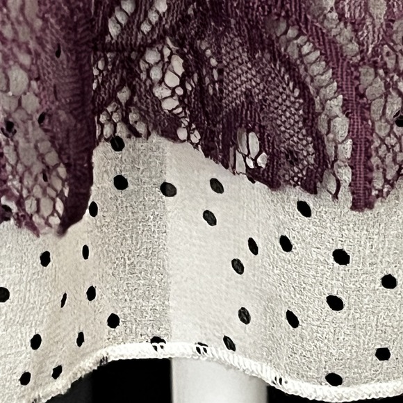 Sheer Ombre Shirt Sz L Gathered Layered Polka Dot Lace Back Blouse Fairy Grunge - Picture 7 of 14